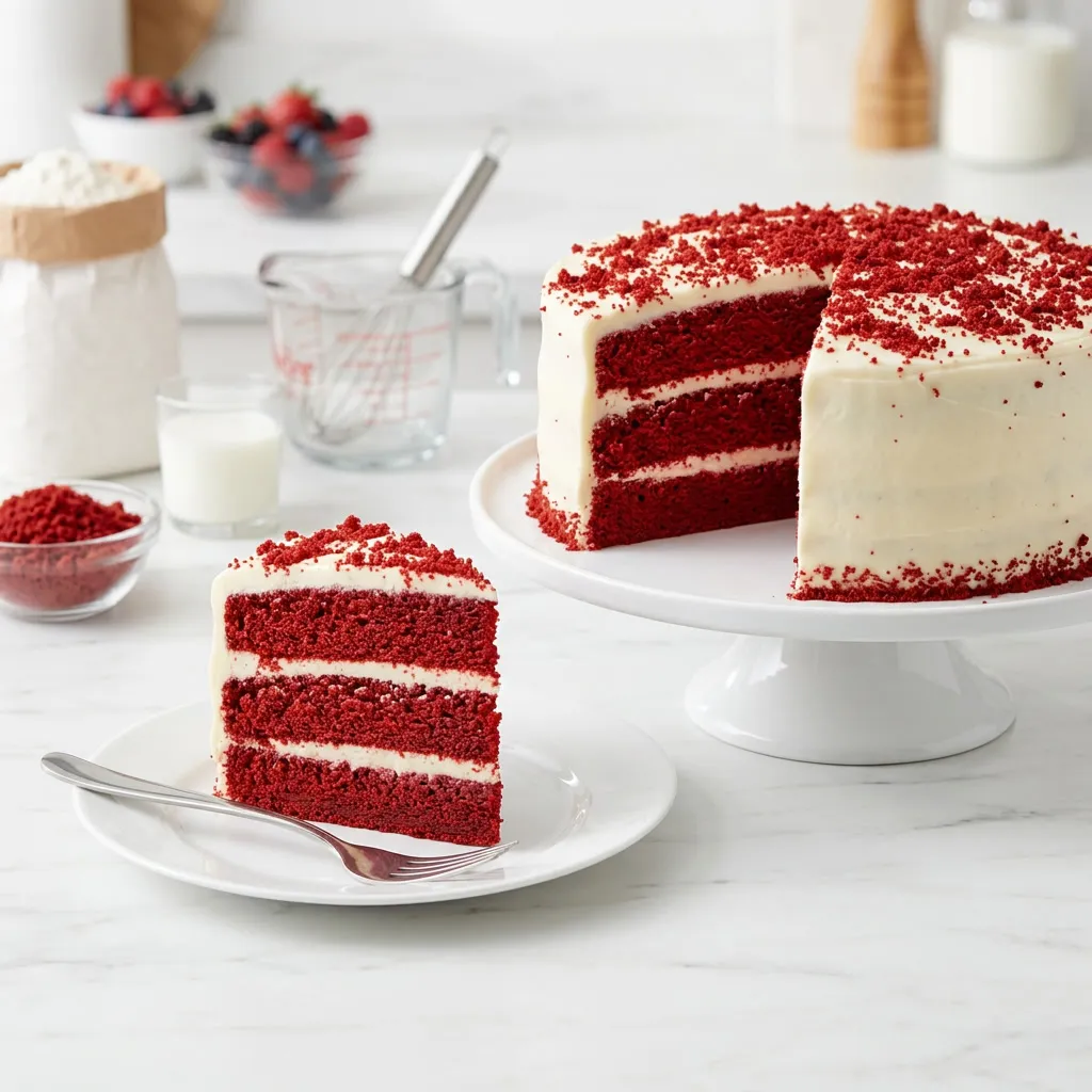 Porción de torta Red Velvet
